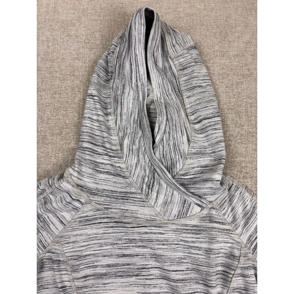 Lululemon Space Dye Crossover Hooded Pullover Running Top White Black Size 8